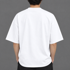 Half sleeves drop-shoulder fit white colored T shirt