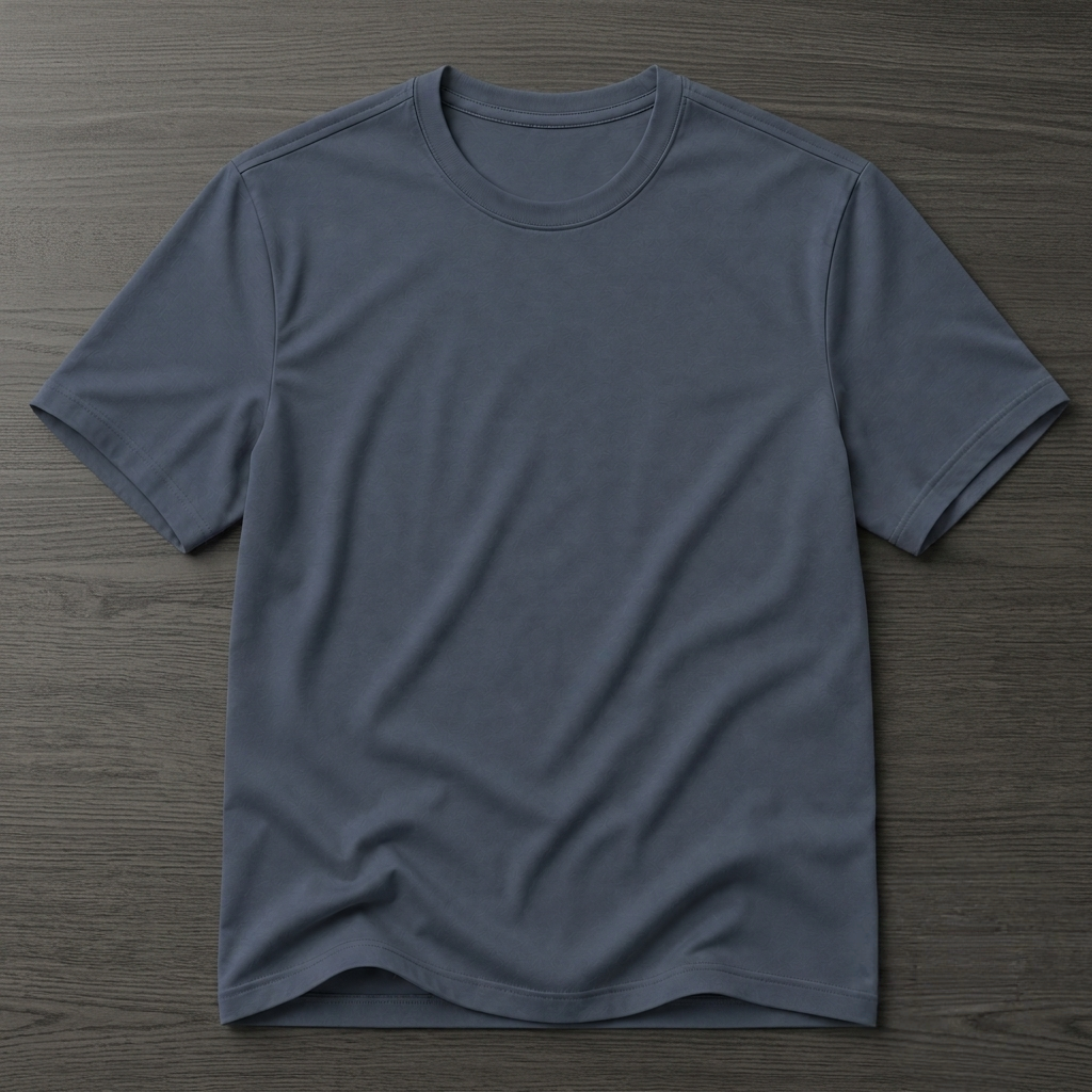 Half sleeves plain muted blue-grey coloured T-shirt