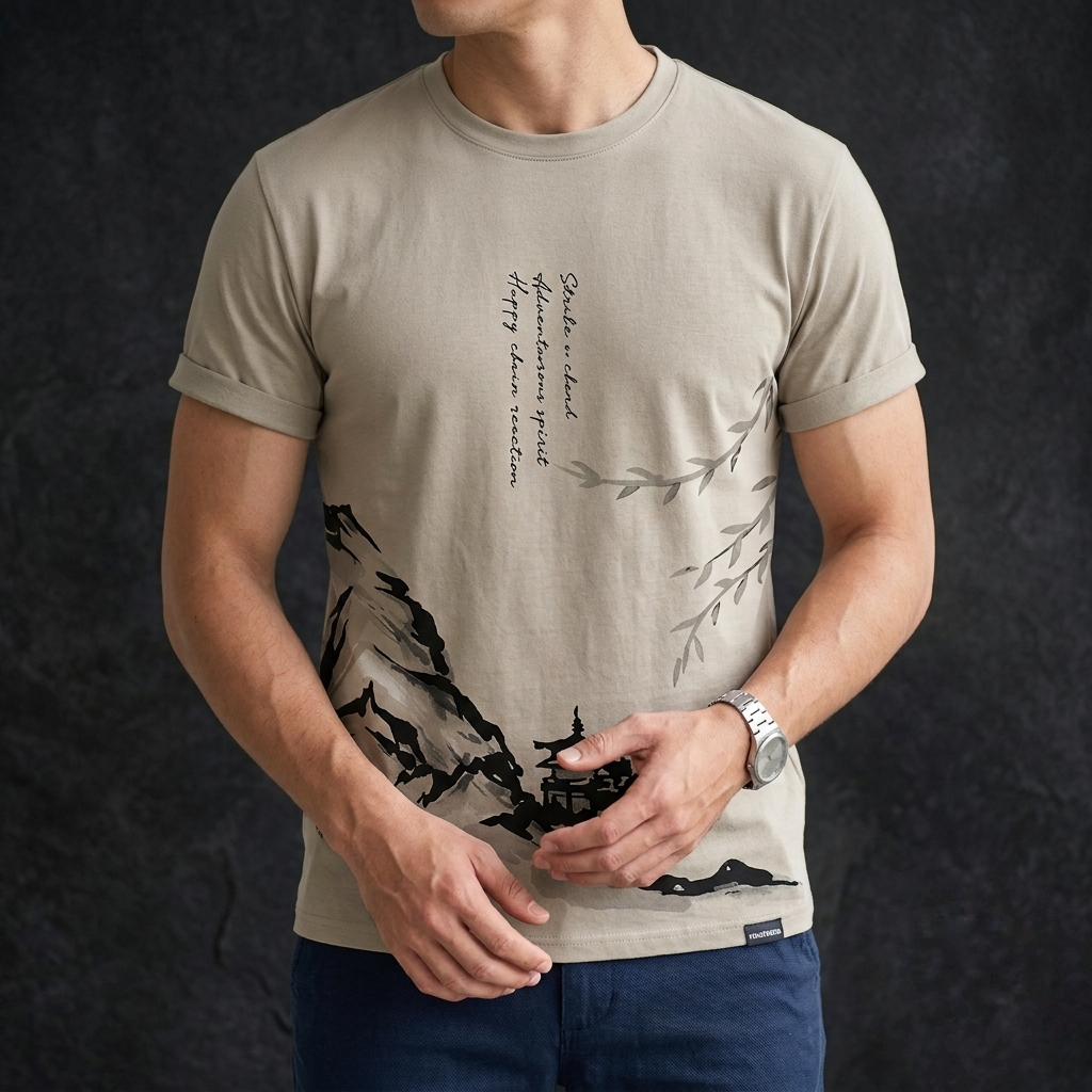 Trendy aesthetic Tee in beige color