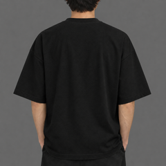 Half sleeves drop-shoulder black colored T shirt